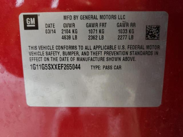 1G11G5SXXEF265044 - 2014 CHEVROLET MALIBU 3LT 红色 照片 12