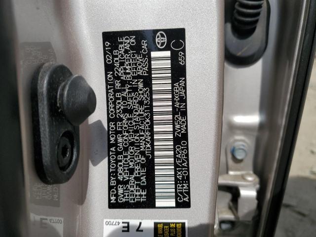 JTDKARFP0K3113253 - 2019 TOYOTA PRIUS PRIM 银色 照片 12