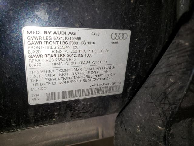 WA1C4AFY0K2096184 - 2019 AUDI SQ5 PRESTIGE BLUE photo 13