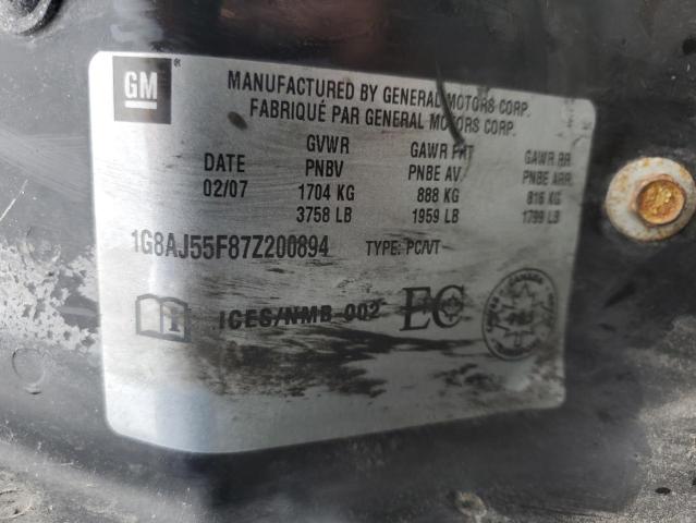 1G8AJ55F87Z200894 - 2007 SATURN ION LEVEL 2 BLUE photo 13