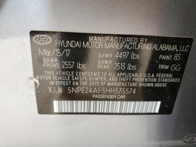 5NPE24AF5HH575574 - 2017 HYUNDAI SONATA SE SILVER photo 13