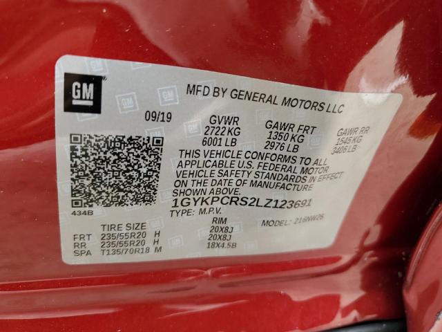 1GYKPCRS2LZ123691 - 2020 CADILLAC XT6 PREMIUM LUXURY RED photo 14