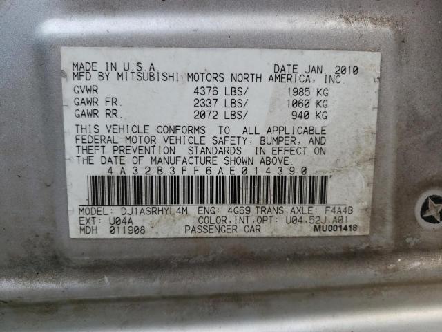 4A32B3FF6AE014390 - 2010 MITSUBISHI GALANT ES SILVER photo 12