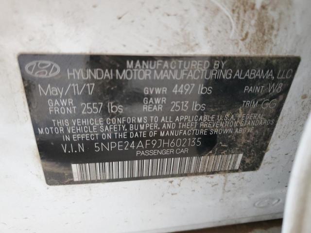 5NPE24AF9JH602135 - 2018 HYUNDAI SONATA SE Blanc photo 12