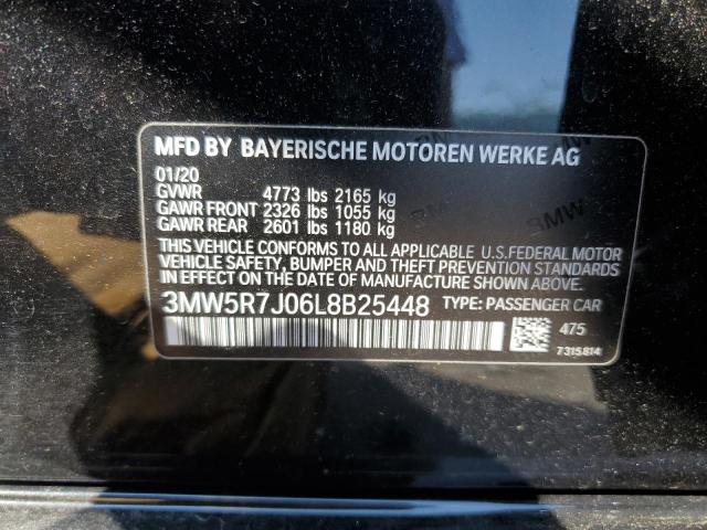 3MW5R7J06L8B25448 - 2020 BMW 330XI BLACK photo 12
