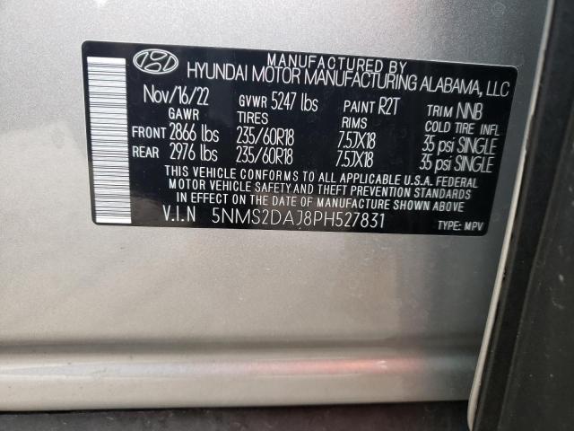 5NMS2DAJ8PH527831 - 2023 HYUNDAI SANTA FE SEL SILVER photo 13