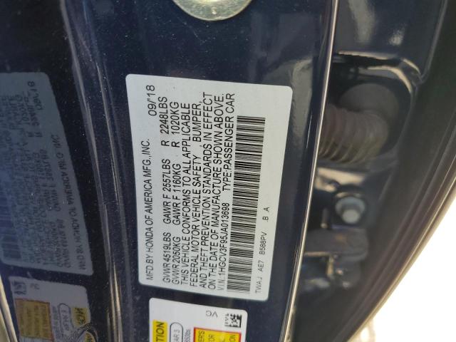 1HGCV3F95JA013698 - 2018 HONDA ACCORD TOURING HYBRID BLUE photo 12