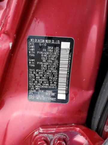 JN8AZ2KR4BT201813 - 2011 NISSAN CUBE BASE RED photo 12