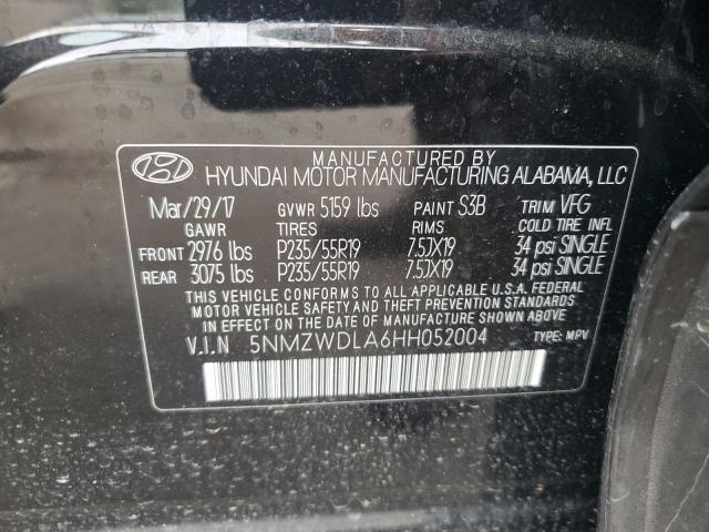 5NMZWDLA6HH052004 - 2017 HYUNDAI SANTA FE S BLACK photo 13