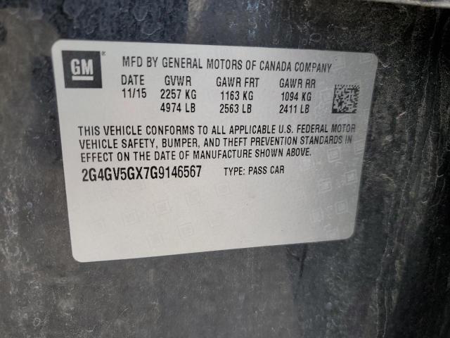 2G4GV5GX7G9146567 - 2016 BUICK REGAL GS Қара фото 12