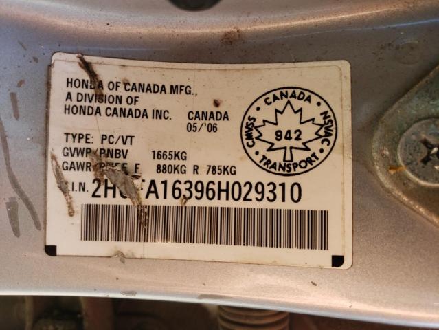 2HGFA16396H029310 - 2006 HONDA CIVIC DX VP Silber Foto 12