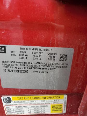 1G1ZC5E05CF262000 - 2012 CHEVROLET MALIBU 1LT წითელი ფოტო 13