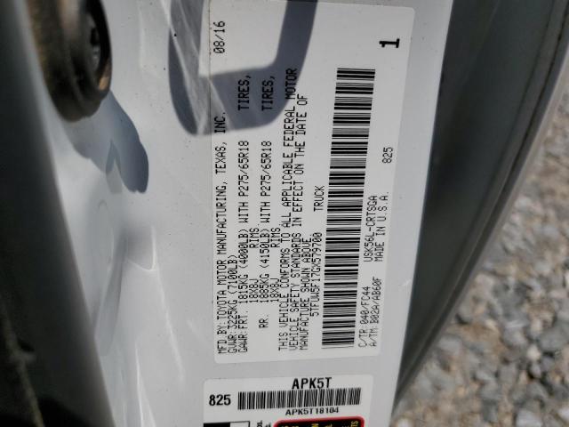 5TFUW5F17GX579700 - 2016 TOYOTA TUNDRA DOUBLE CAB SR/SR5 WHITE photo 12