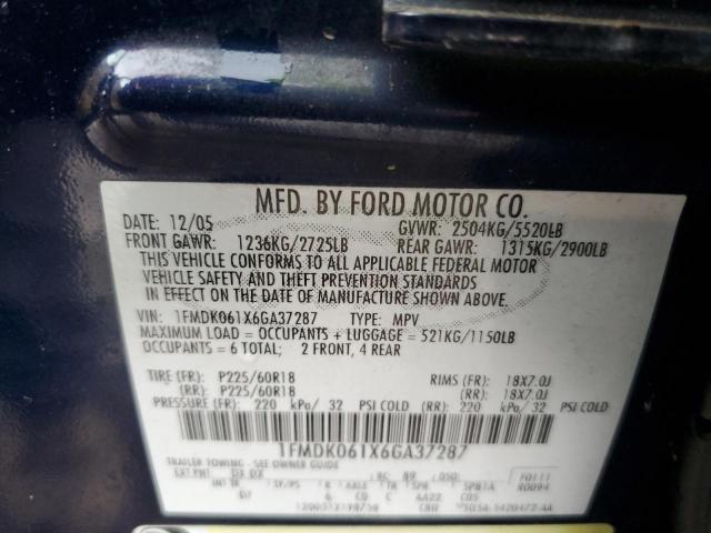 1FMDK061X6GA37287 - 2006 FORD FREESTYLE LIMITED BLUE photo 13