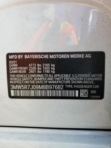 3MW5R7J09M8B97682 - 2021 BMW 330XI WHITE photo 13