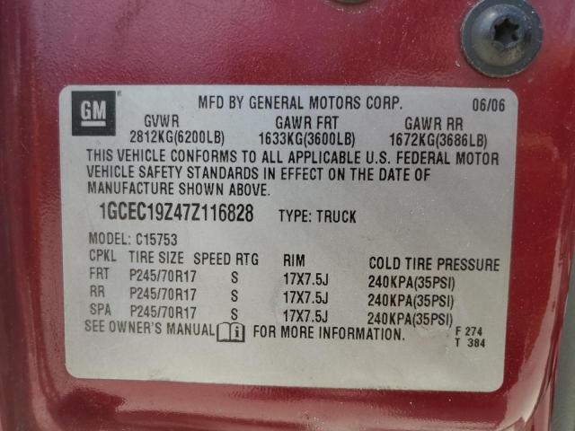 1GCEC19Z47Z116828 - 2007 CHEVROLET SILVERADO C1500 CLASSIC Bordo foto 13