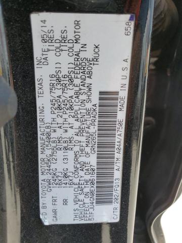 5TFJU4GN0EX061607 - 2014 TOYOTA TACOMA DOUBLE CAB PRERUNNER BLACK photo 12