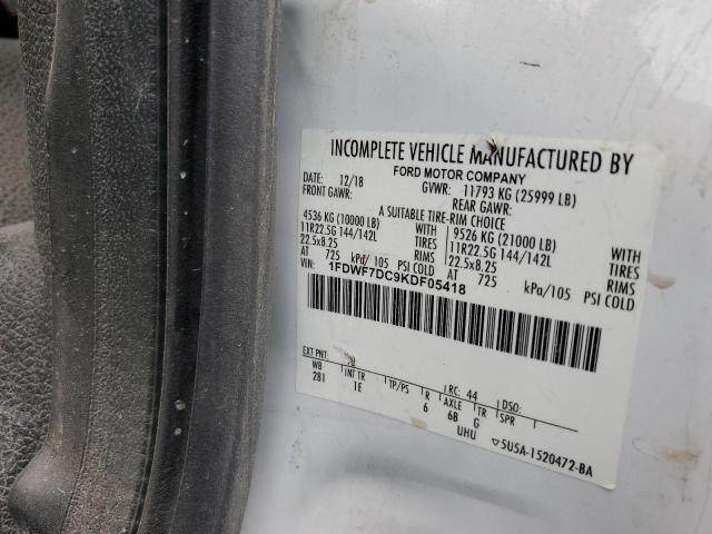 1FDWF7DC9KDF05418 - 2019 FORD F750 SUPER DUTY WHITE photo 13