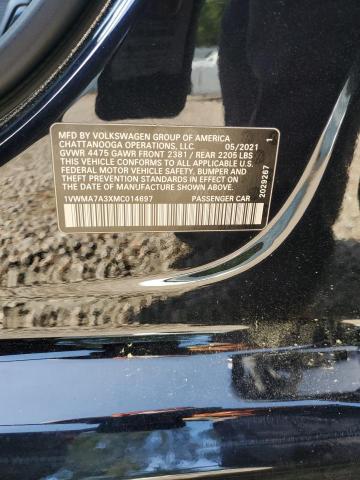 1VWMA7A3XMC014697 - 2021 VOLKSWAGEN PASSAT R-LINE შავი ფოტო 12