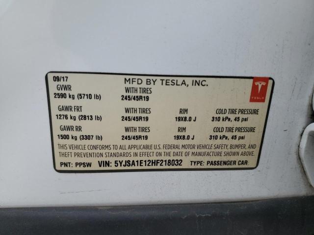 5YJSA1E12HF218032 - 2017 TESLA MODEL S Ağ foto 13