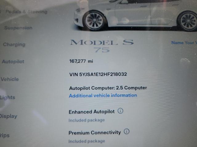5YJSA1E12HF218032 - 2017 TESLA MODEL S Ağ foto 9