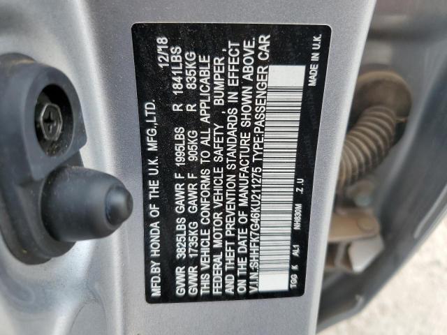 SHHFK7G46KU211275 - 2019 HONDA CIVIC SPORT 银色 照片 12