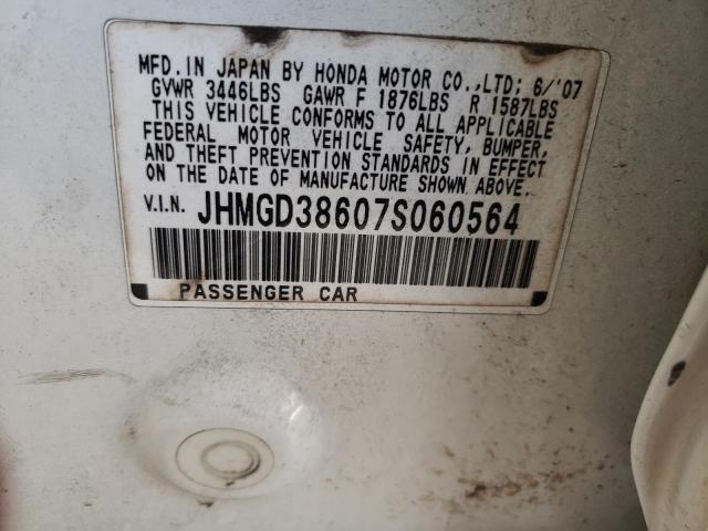 JHMGD38607S060564 - 2007 HONDA FIT S 白色 照片 12