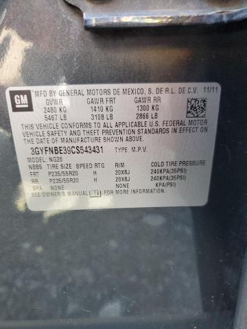 3GYFNBE39CS543431 - 2012 CADILLAC SRX PERFORMANCE COLLECTION GRAY photo 12