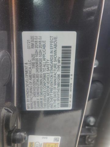 5FNYF7H57MB012096 - 2021 HONDA PASSPORT EXL Boz foto 13