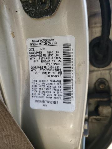 JN8DR09Y71W609489 - 2001 NISSAN PATHFINDER LE ბეჟი ფოტო 13