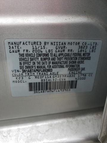 3N1AB7AP6FL693903 - 2015 NISSAN SENTRA S SILVER photo 12