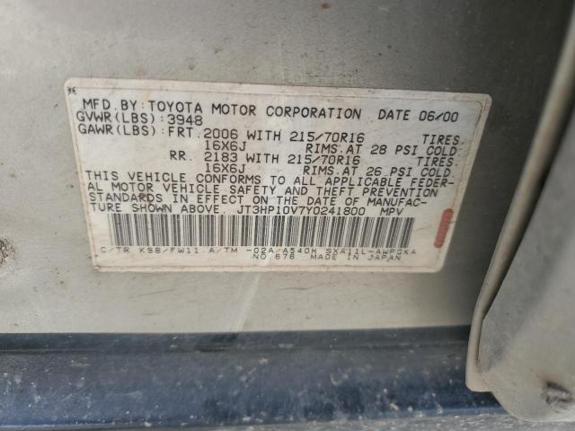 JT3HP10V7Y0241800 - 2000 TOYOTA RAV4 SILVER photo 12