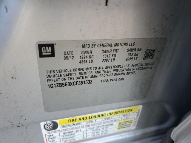 1G1ZB5E0XCF351533 - 2012 CHEVROLET MALIBU LS Srebrny zdjęcie 13