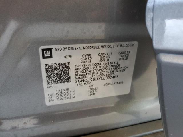 3GNCJKSBXLL307467 - 2020 CHEVROLET TRAX LS GRAY photo 13