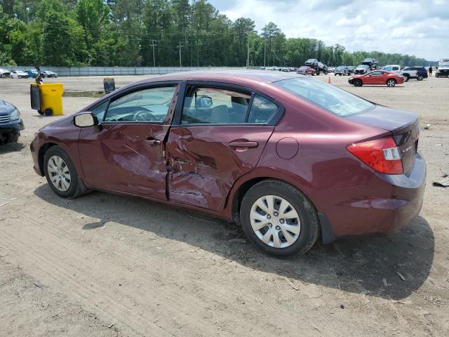 2HGFB2F55CH555448 - 2012 HONDA CIVIC LX BURGUNDY photo 2