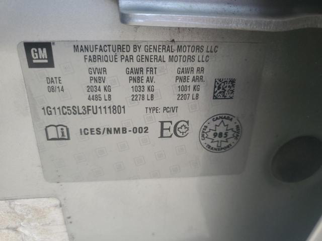 1G11C5SL3FU111801 - 2015 CHEVROLET MALIBU 1LT SILVER photo 12