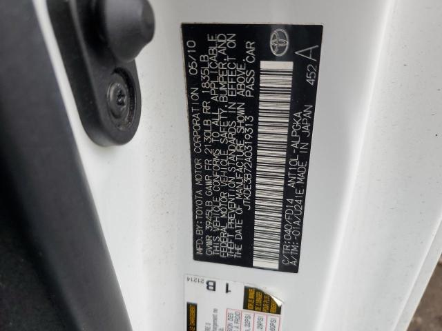 JTKDE3B72A0319313 - 2010 TOYOTA SCION TC 白色 照片 12