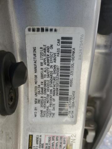 1NXBR32E15Z345087 - 2005 TOYOTA COROLLA CE SILVER photo 12