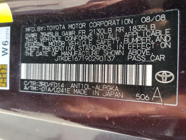 JTKDE167190290137 - 2009 TOYOTA SCION TC 黑色 照片 12