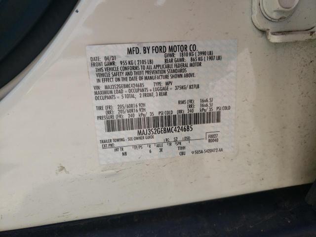 MAJ3S2GE8MC424685 - 2021 FORD ECOSPORT SE Білий фото 12