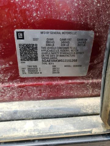 5GAEVAKW0JJ151268 - 2018 BUICK ENCLAVE ESSENCE 红色 照片 13