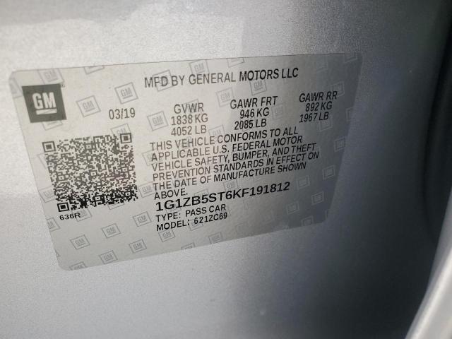 1G1ZB5ST6KF191812 - 2019 CHEVROLET MALIBU LS Күміс фото 12