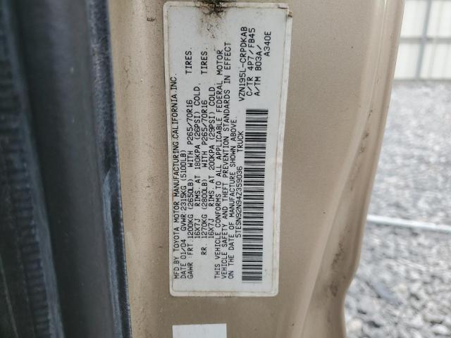 5TESN92N94Z359036 - 2004 TOYOTA TACOMA XTRACAB PRERUNNER თაფლისფერი ფოტო 12