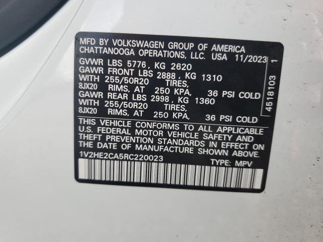 1V2HE2CA5RC220023 - 2024 VOLKSWAGEN ATLAS CROS SE WHITE photo 14