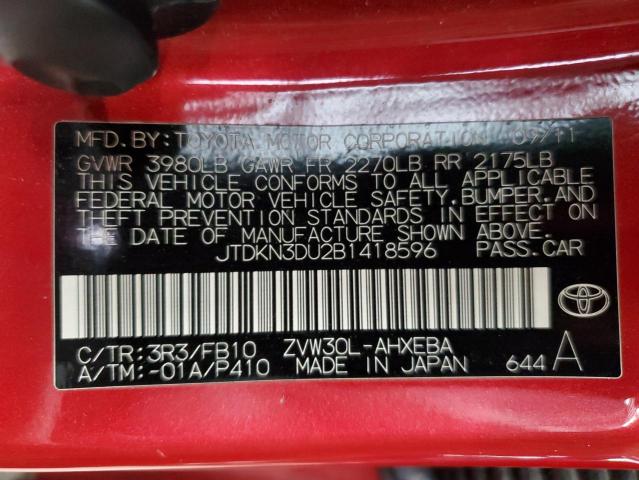 JTDKN3DU2B1418596 - 2011 TOYOTA PRIUS RED photo 12