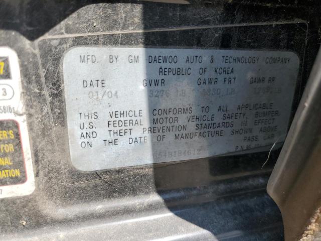 KL1TJ62654B184612 - 2004 CHEVROLET AVEO LS 黑色 照片 12