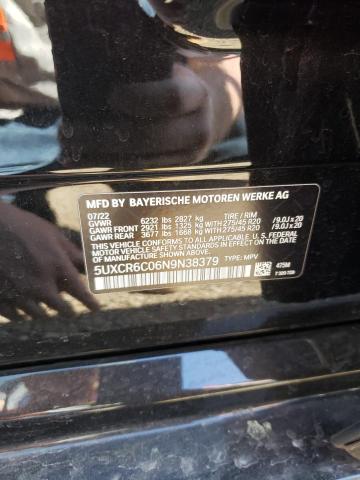 5UXCR6C06N9N38379 - 2022 BMW X5 XDRIVE40I BLACK photo 12