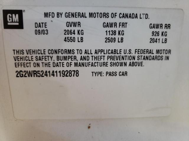 2G2WR524141192878 - 2004 PONTIAC GRAND PRIX GTP WHITE photo 13