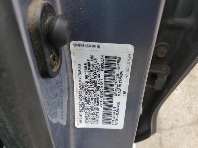 2T1KR32E93C147291 - 2003 TOYOTA COROLLA MA XR BLUE photo 12