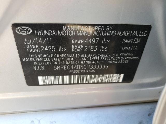 5NPEC4AB5CH333399 - 2012 HYUNDAI SONATA SE SILVER photo 12